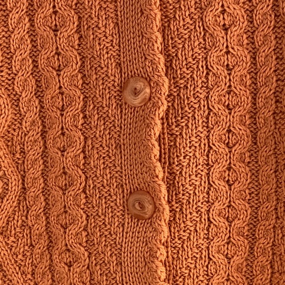 Aran Craft Merino Wool Button Front Scalloped - Picture 3 of 7